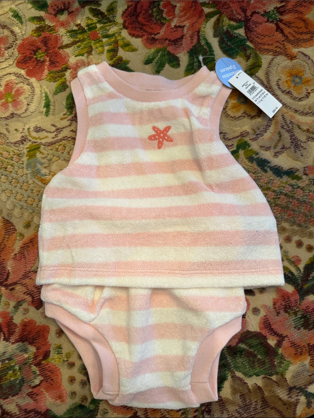 GAP Pink & White Striped Baby Terry Onesie